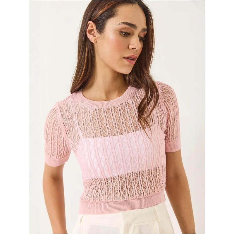 Bianco Lucci Top Crop Top světle růžová