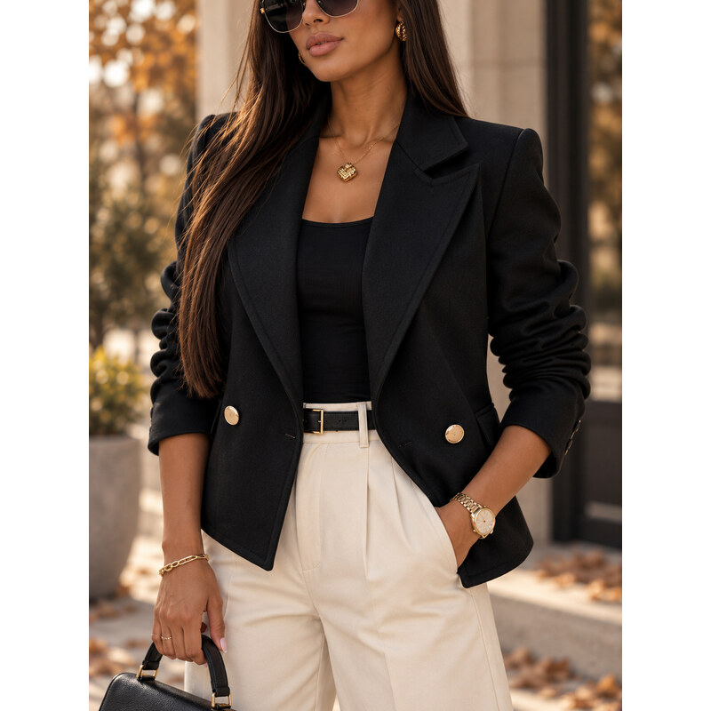Fashionweek Dámská elegantní bunda s límcem a zlatými knoflíky