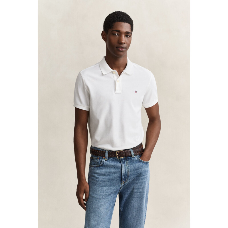 POLOKOŠILE GANT SLIM SHIELD SS PIQUE POLO WHITE