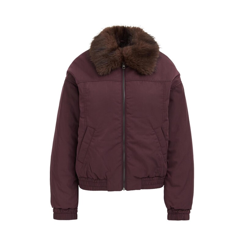 WE Fashion Přechodná bunda hnědý melír / lilek