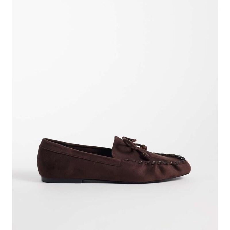 Public Desire Wide Fit Verity mocassin in chocolate suedette