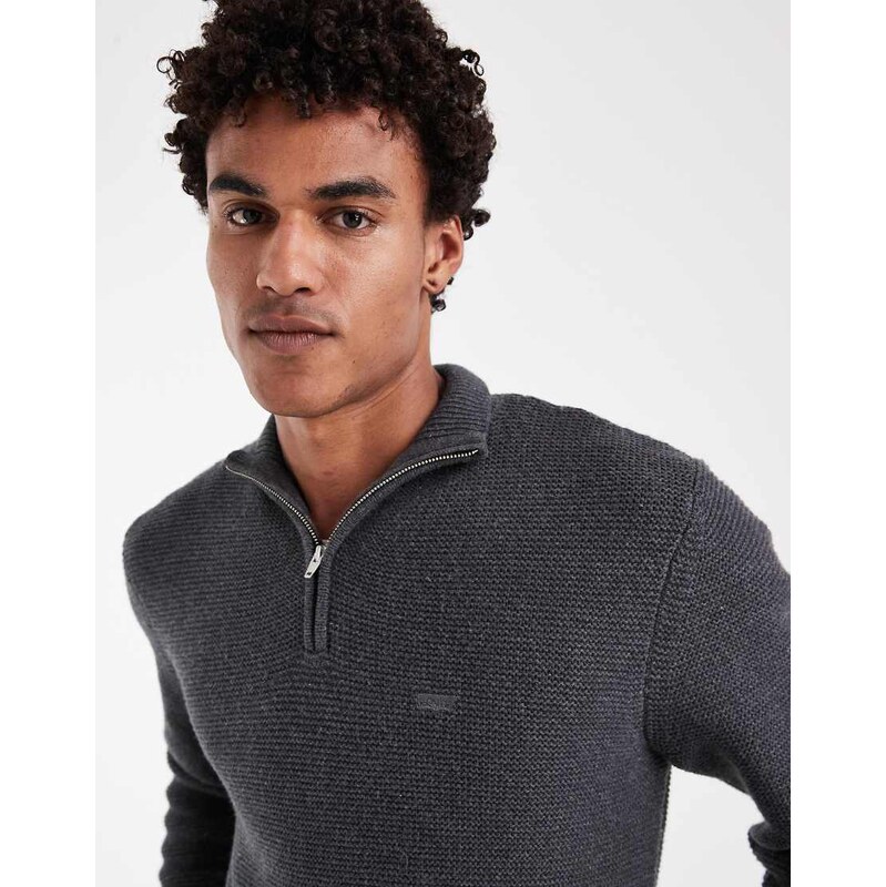 Levis quarter zip sweater in grey-Black