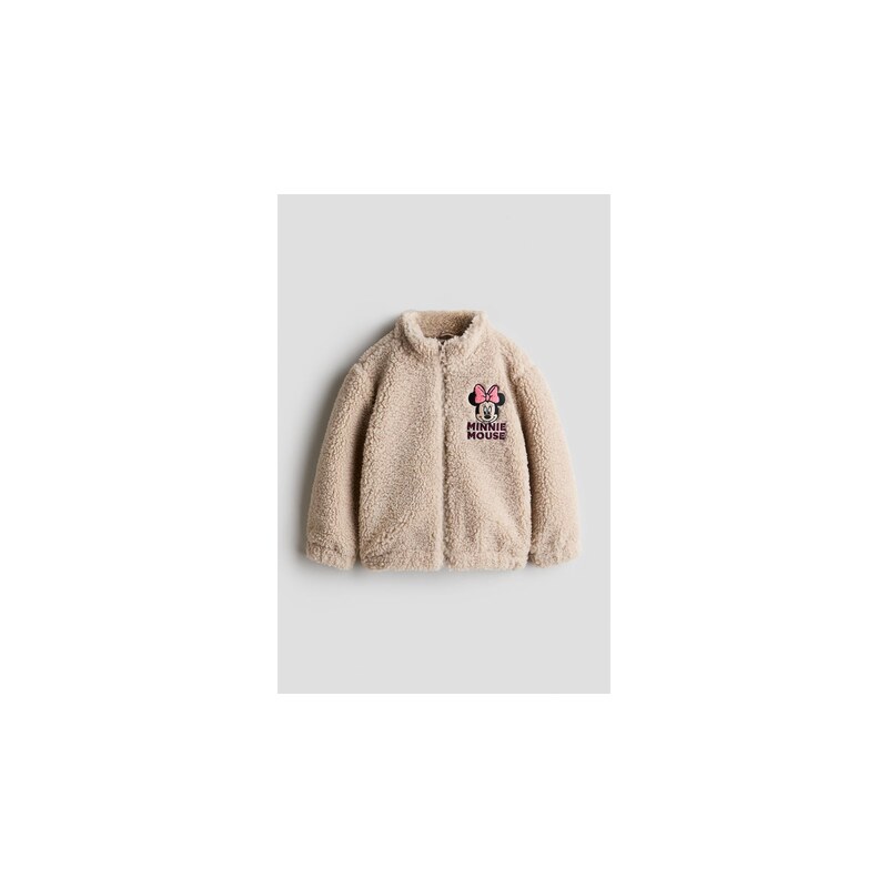 H&M - Plyšová bundas aplikacemi - Light Beige/Minnie Mouse