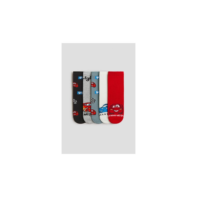 H&M - Vzorované ponožky 5 párů - Červená/Auta