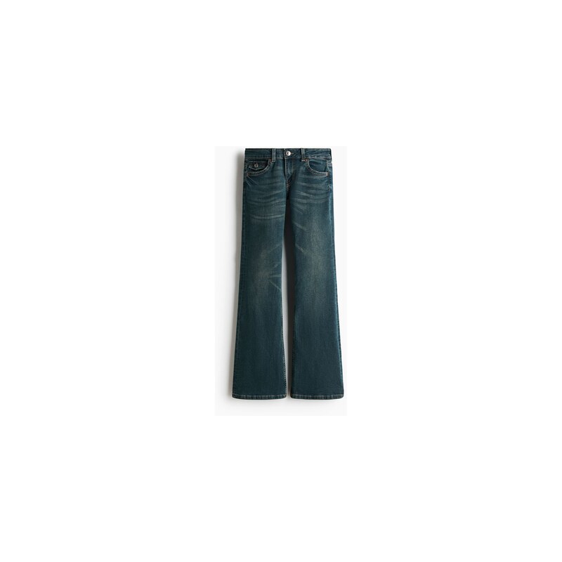 H&M - Flared Low Waist Jeans - Tmavý Denim Blue