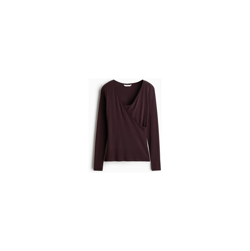 H&M - MAMA Žebrovaný top na kojení - Tmavě Hnědá