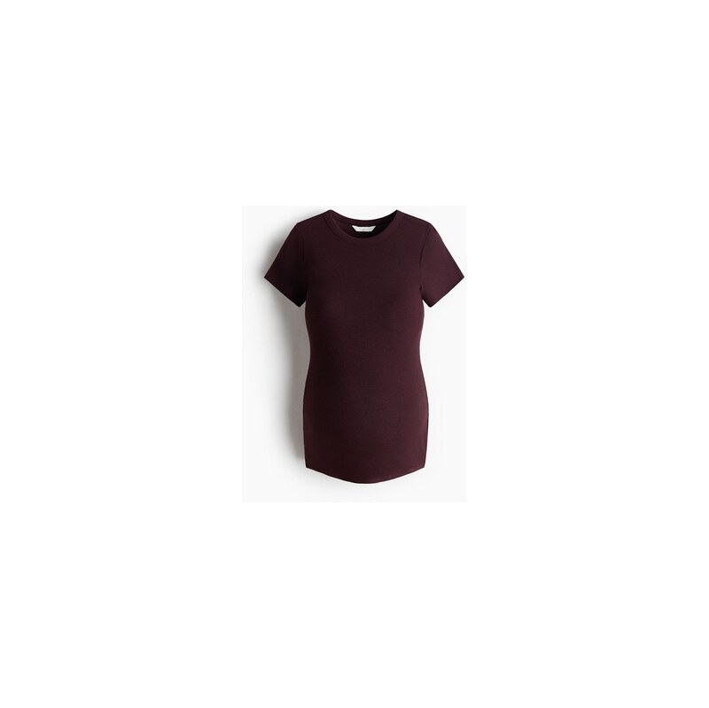 H&M - MAMA Žebrované žerzejové tričko - Vínová