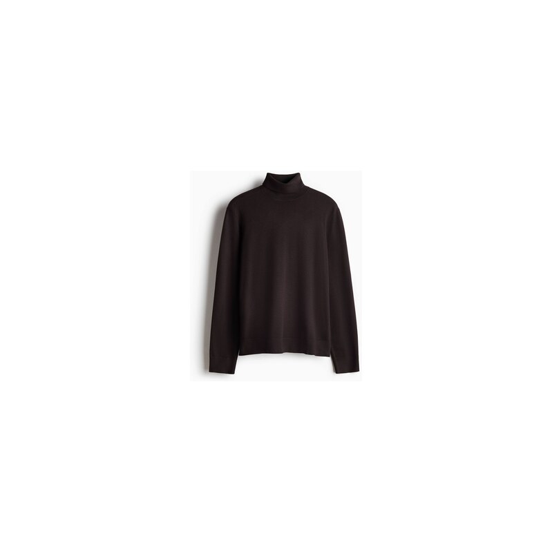 H&M - Svetr z jemného úpletus rolákem Regular Fit - Tmavě Hnědá
