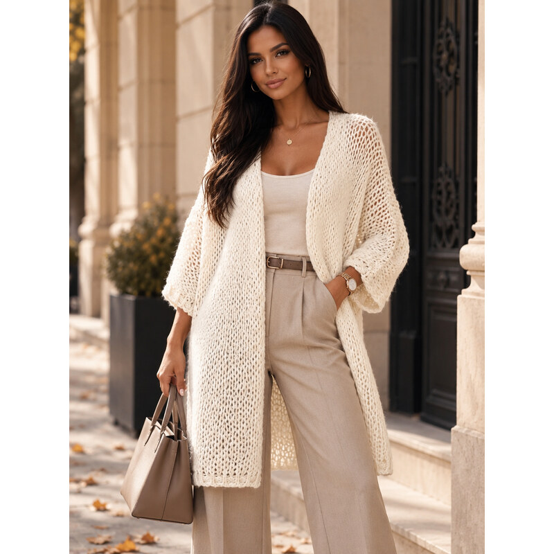 Fashionweek Dámský oversize kardigan s volným pleteným vzorem