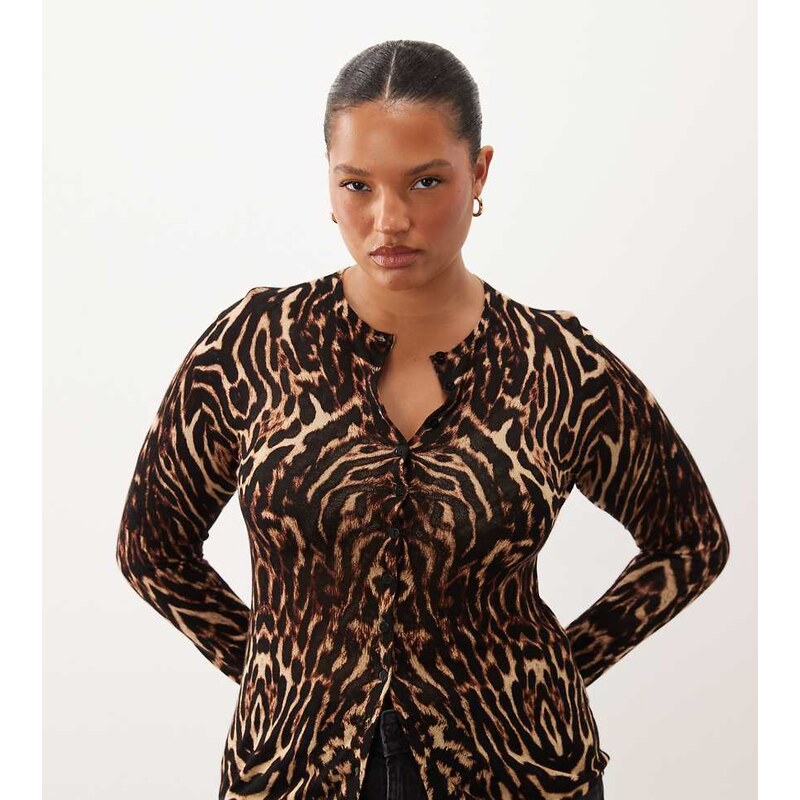 ASOS Curve ASOS DESIGN Curve second skin sheer knit cardigan in