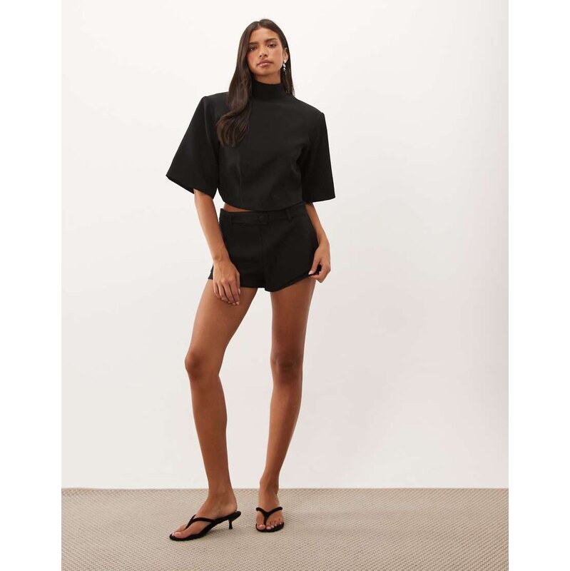 Missyempire high neck batwing sleeve open back top co-ord in