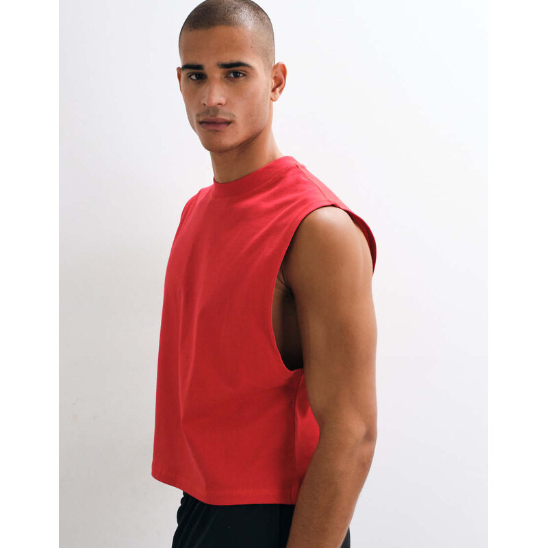 4505 cotton cropped lifting tank with quick dry finish in deep