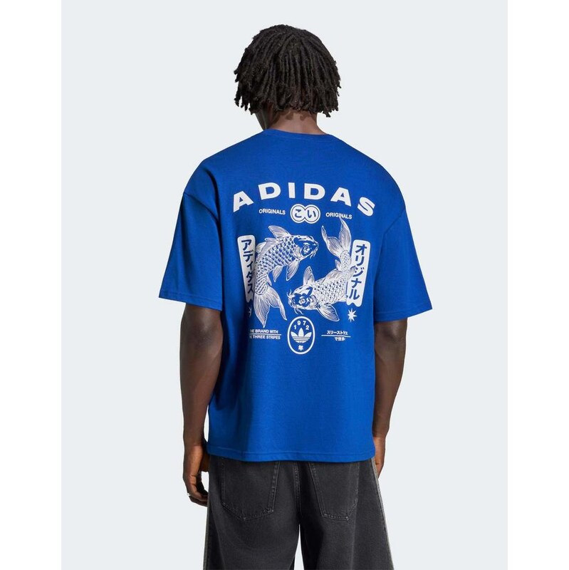 adidas Originals Koi gfx tee in royal blue