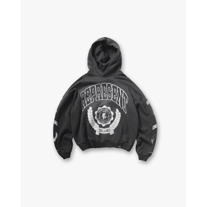 Represent Legacy Crest Hoodie Stained Black