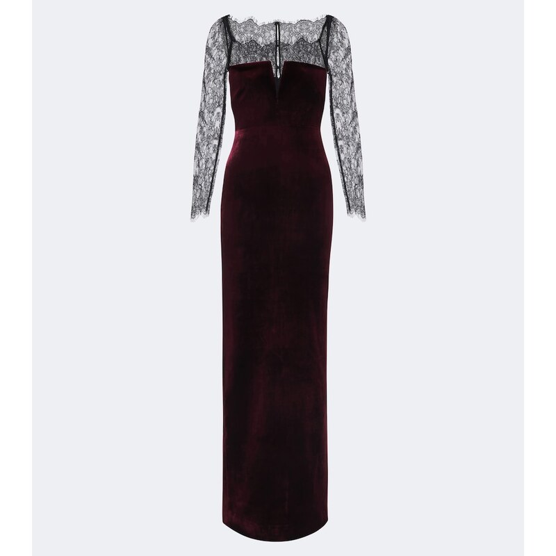 Roland Mouret Lace-trimmed velvet gown