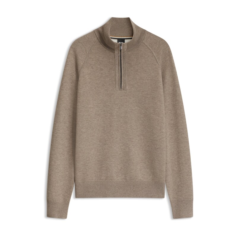 BOSS Zip-neck sweater in a knitted cotton blend