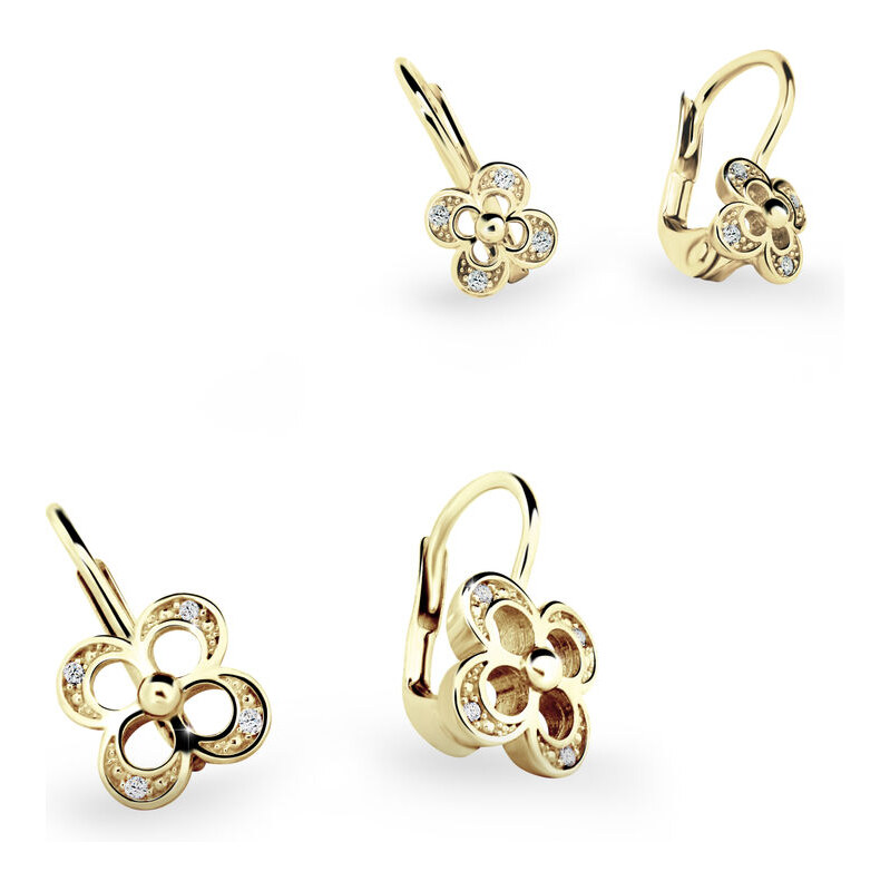 Set dámských a dětských náušnic Danfil 3493/2200, žluté zlato,