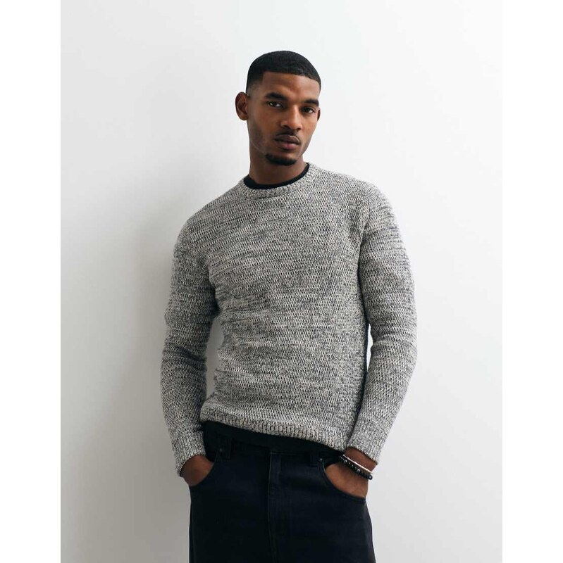 BLEND knitted two-tone stripe jumper in grey-Black