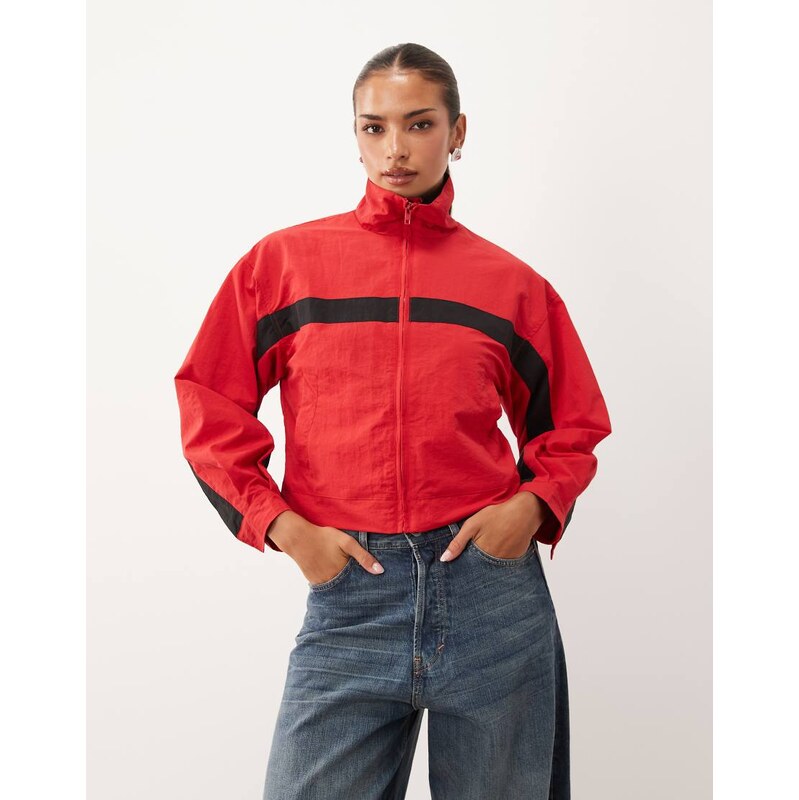 Lioness essential funnel neck windbreaker jacket in flame red
