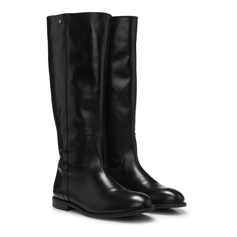 BOSS Leather boots with Double B monogram trims
