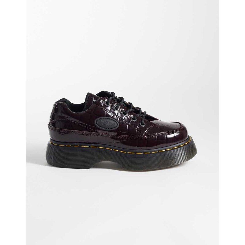 Dr Martens Buzz 5 eye shoes in oxblood croc-Black