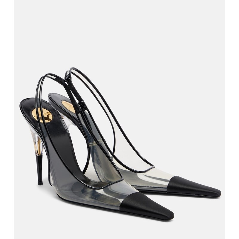 Saint Laurent Romy satin-trimmed slingback pumps