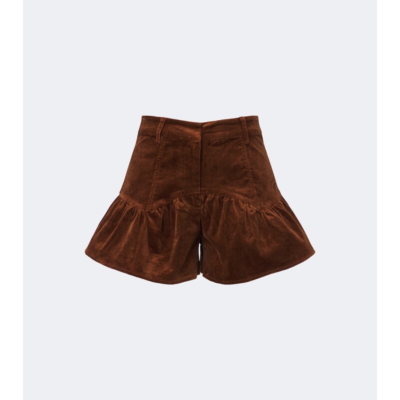 Ganni Ruffled cotton-blend corduroy shorts