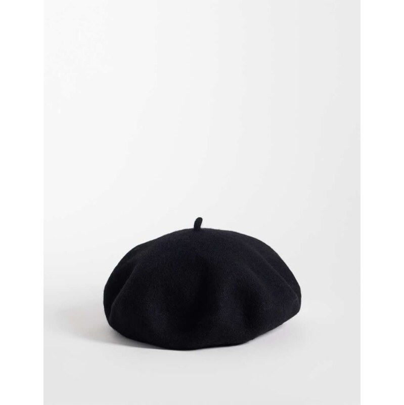 My Accessories wool mix beret in black