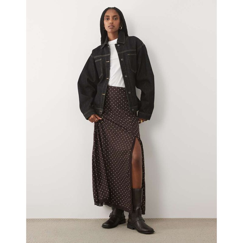 Miss Selfridge spun column maxi skirt with split-Multi