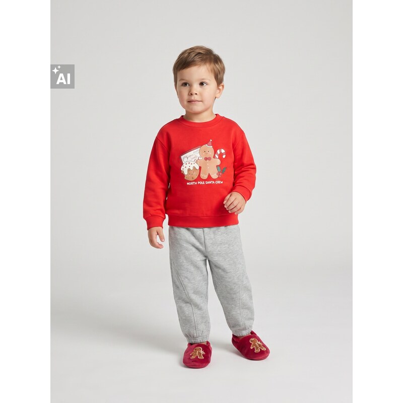 Sinsay - Bavlněná vánoční mikina crewneck s potiskem perníkového