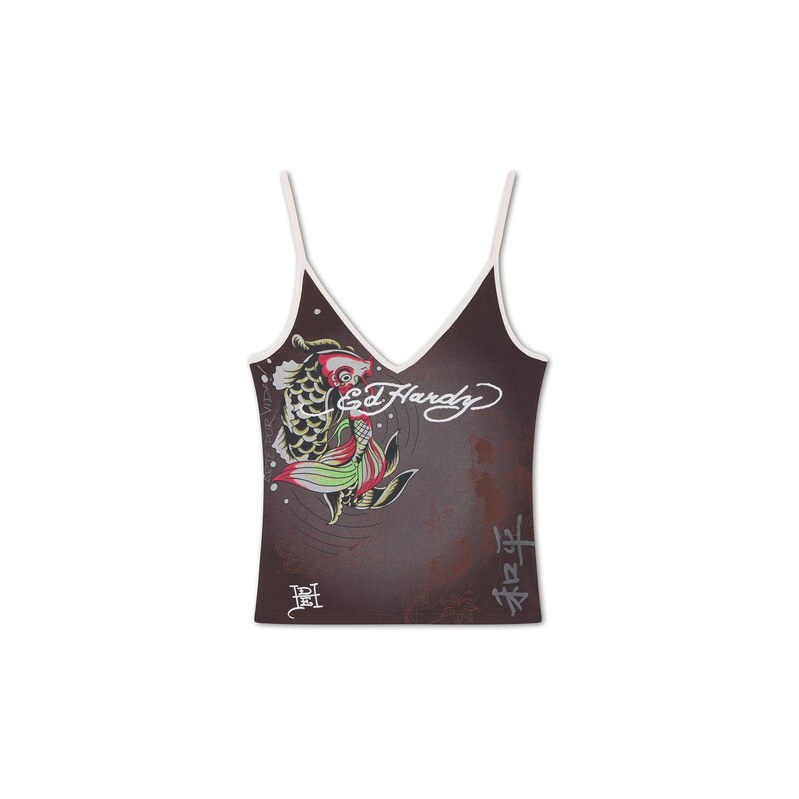 Ed Hardy Top hnědá / mix barev