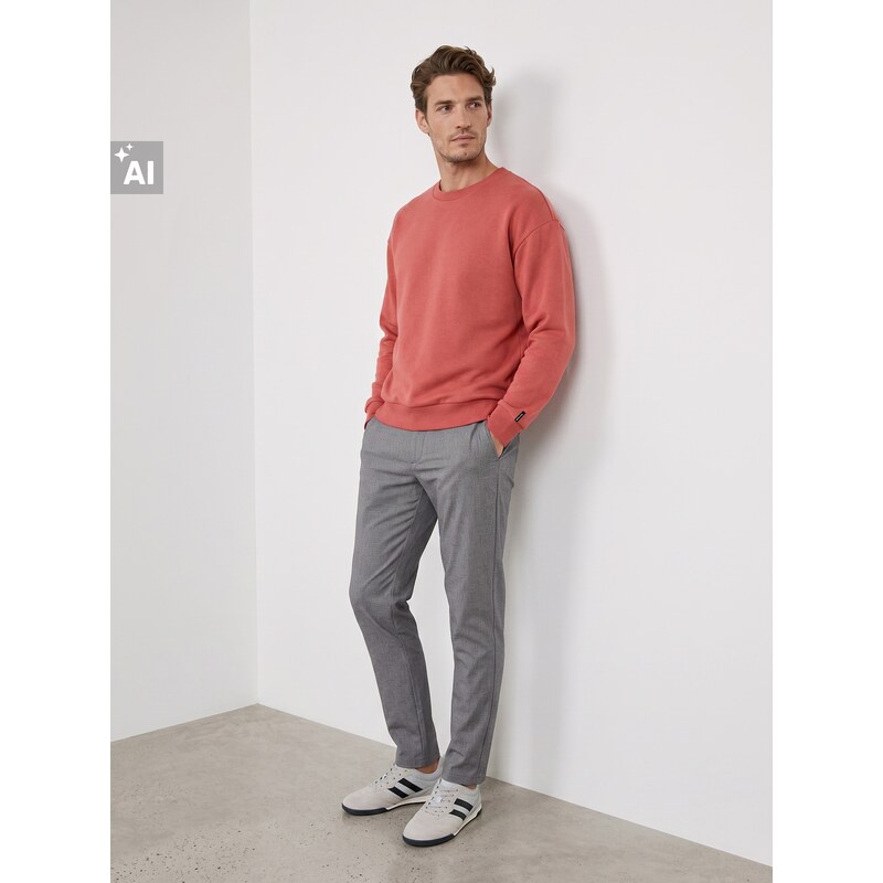 Sinsay - Mikina crewneck comfort fit s příměsí bavlny - oranžová