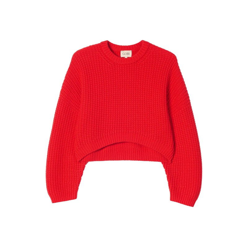 GOBI Cashmere Svetr Womens Oval-Sleeve Cropped Cashmere Sweater