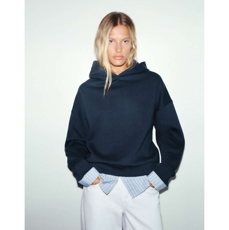 Pull&Bear Combined hoodie in navy