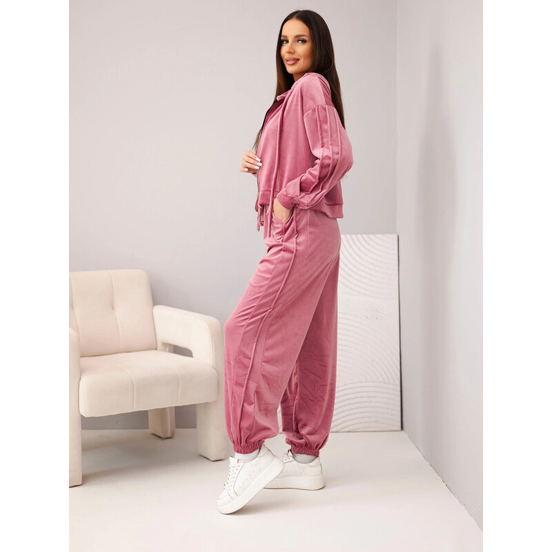 K-Fashion Dámská sada z viskózy s mikinou na zip a jogger