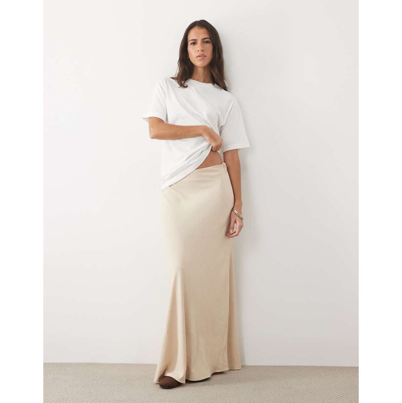 JDY mid waist maxi skirt in beige-Neutral