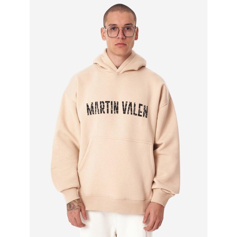 MARTIN VALEN Mikina béžová / černá