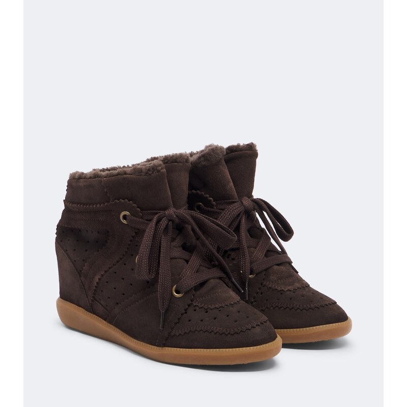 Isabel Marant Bobby shearling-lined suede wedge sneakers