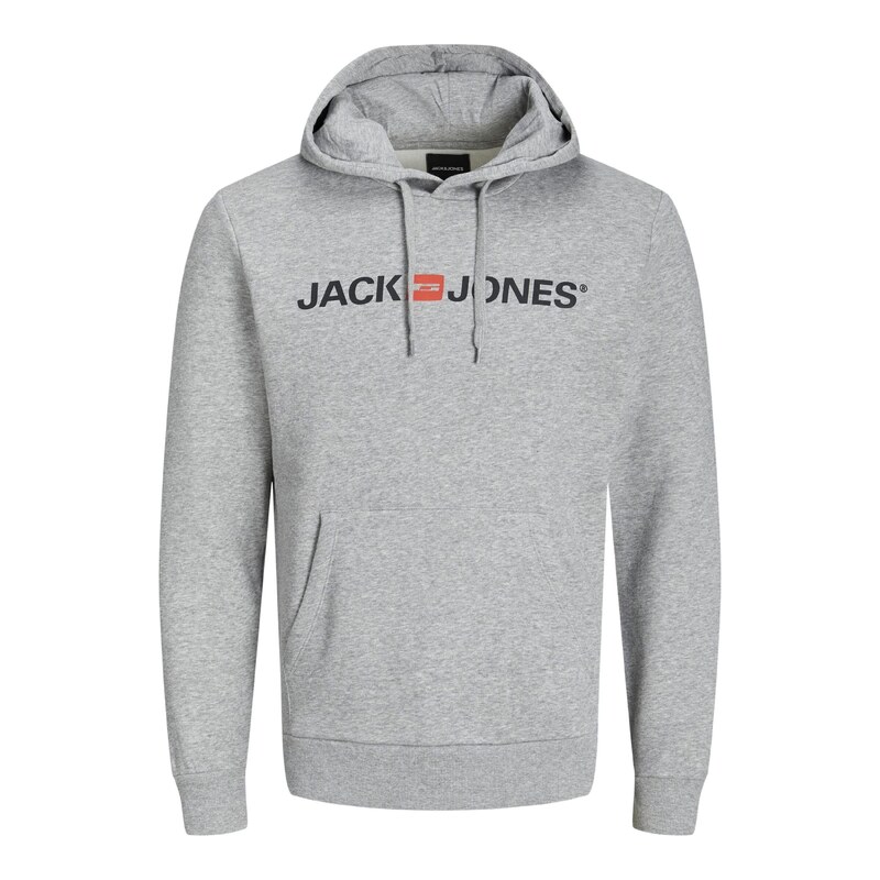 JACK & JONES Mikina JJECorp světle šedá / mandarinkoná / černá