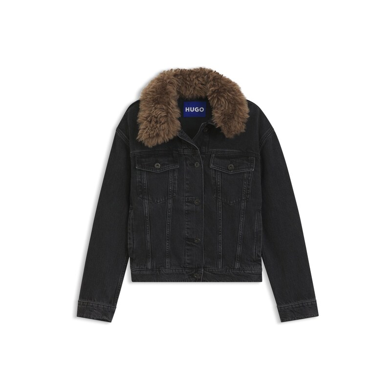 HUGO Denim trucker jacket with detachable shearling collar