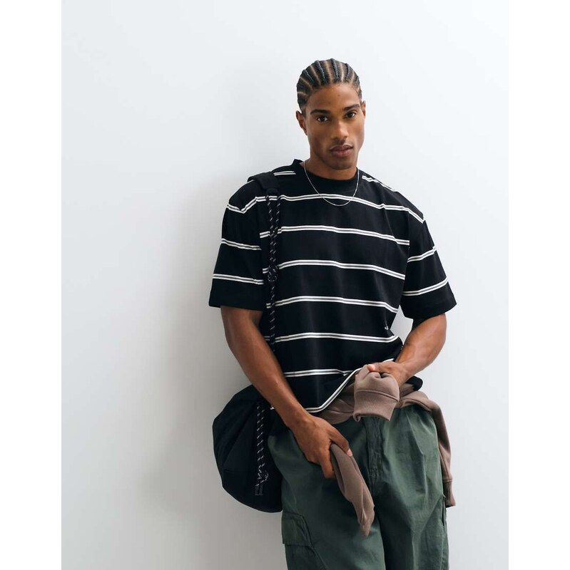 Belier Jordan premium heavyweight stripe t-shirt in black
