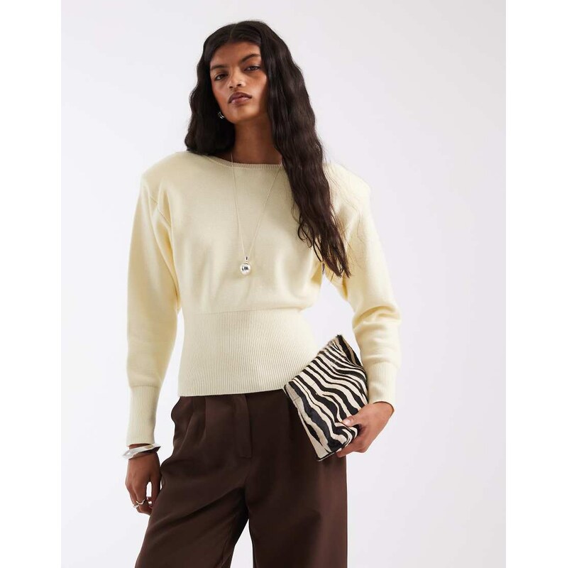 ASOS DESIGN knitted sweater with shoulder pad in yellow