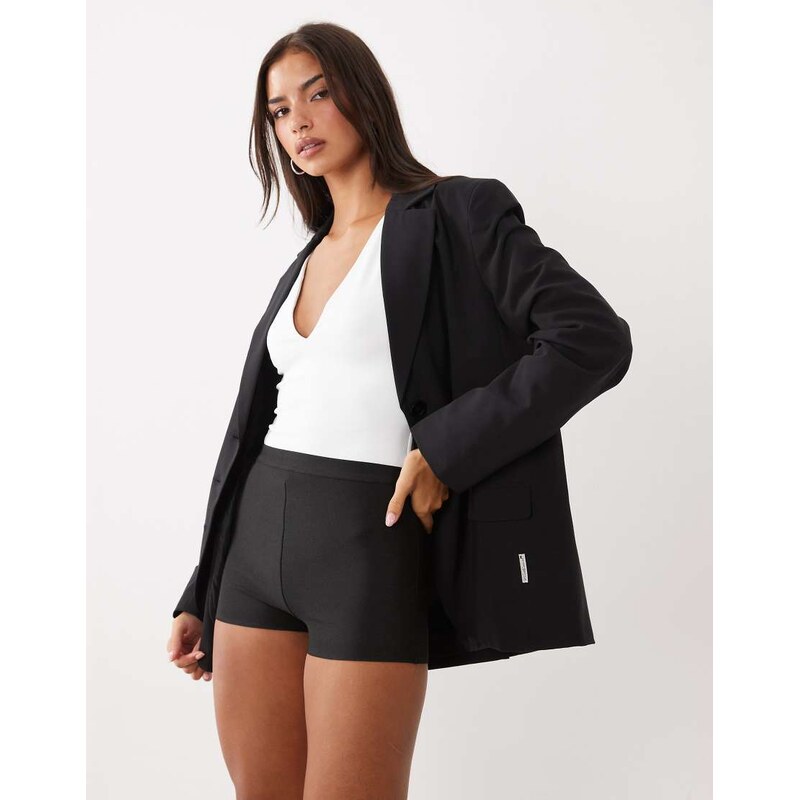 ASOS DESIGN high waist bandage mini short in black