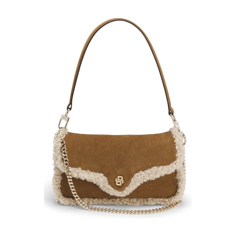 BOSS Shoulder bag with faux-fur trims