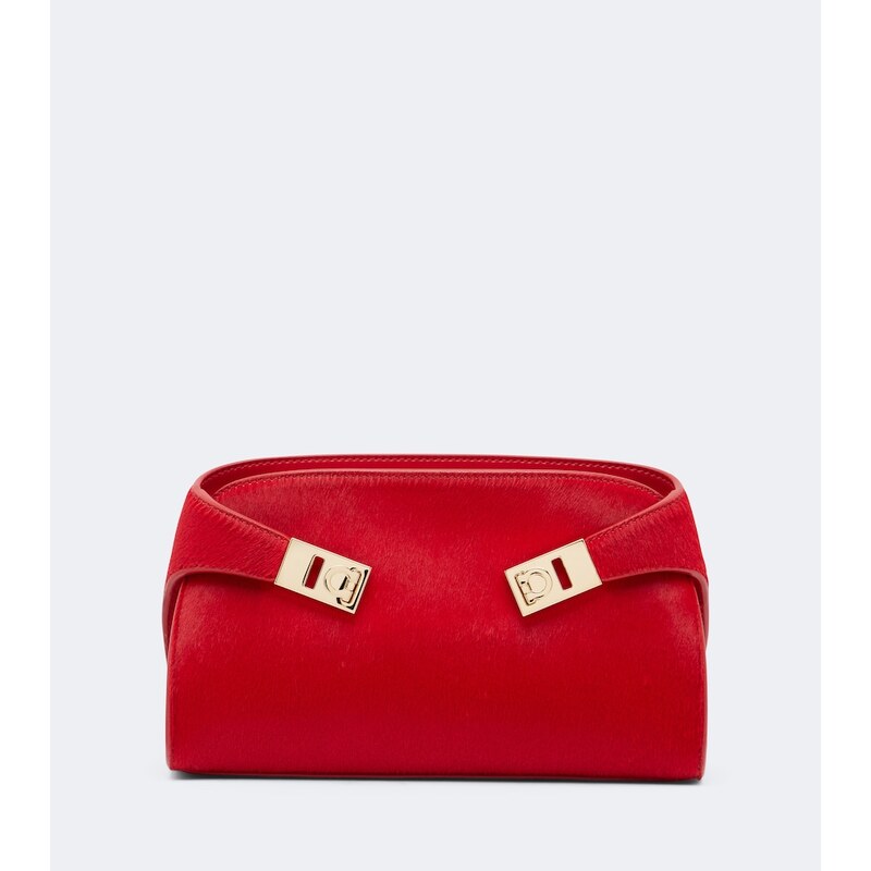 Ferragamo Hug Small calf hair clutch