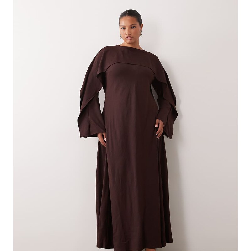 ASOS Curve ASOS DESIGN Curve maxi godets dress with cape in