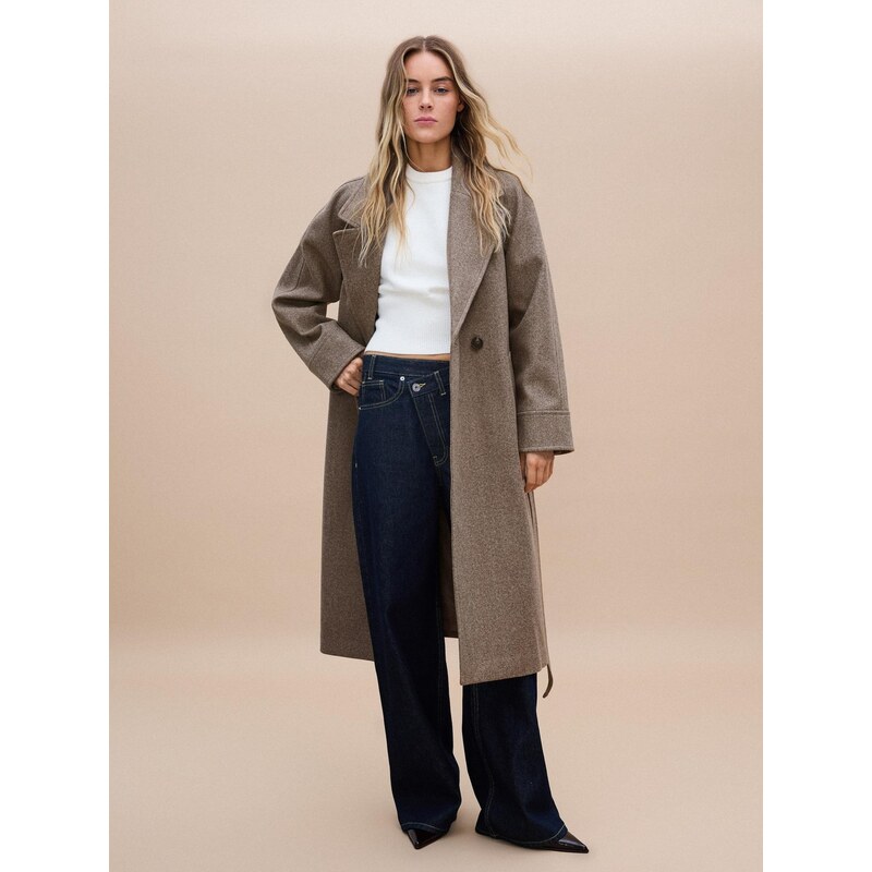 Bershka Přechodný kabát cappuccino
