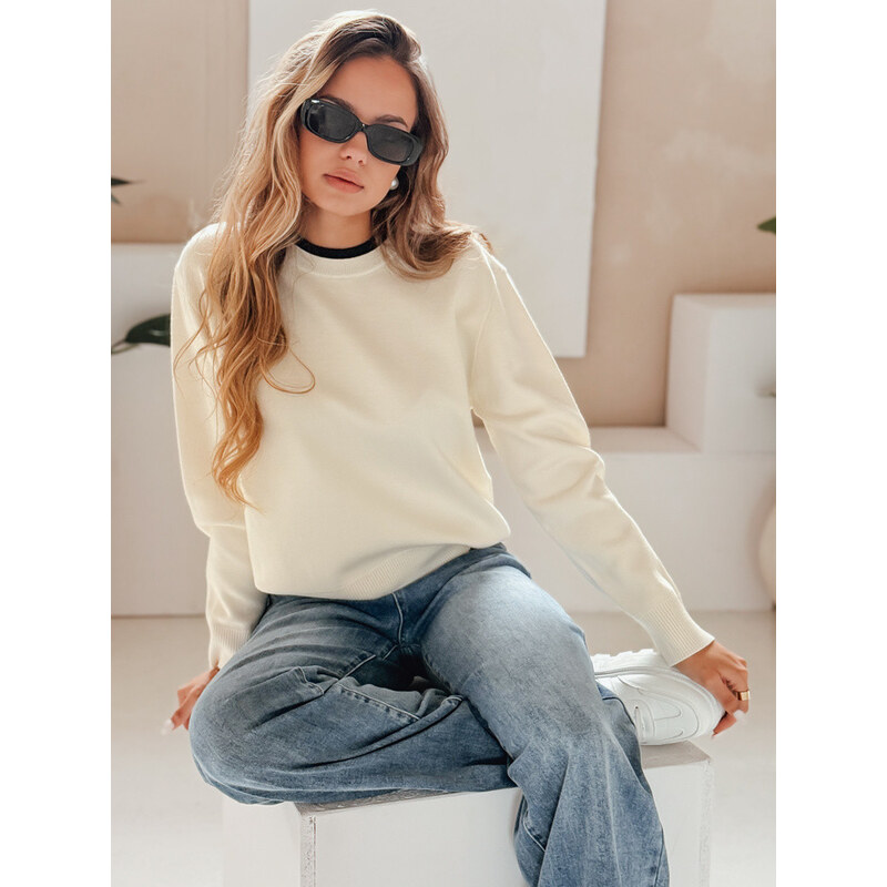 Dámský základní svetr DARMILA ecru FashionStreet MY2506