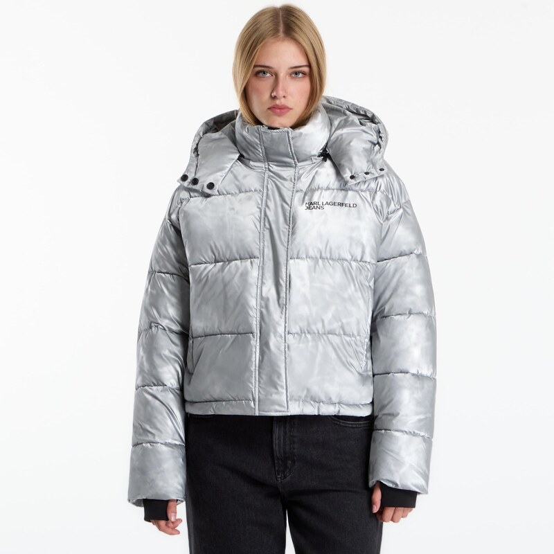 Bunda Karl Lagerfeld Jeans Cropped Shiny Puffer Washed Blue S