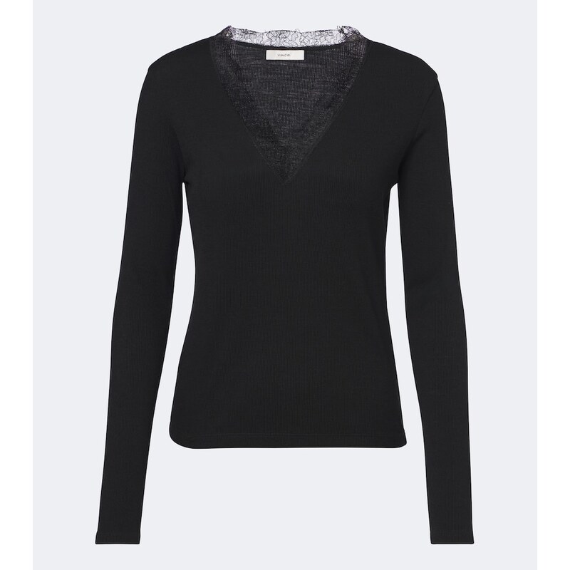 Vince Lace-trimmed ribbed-knit top